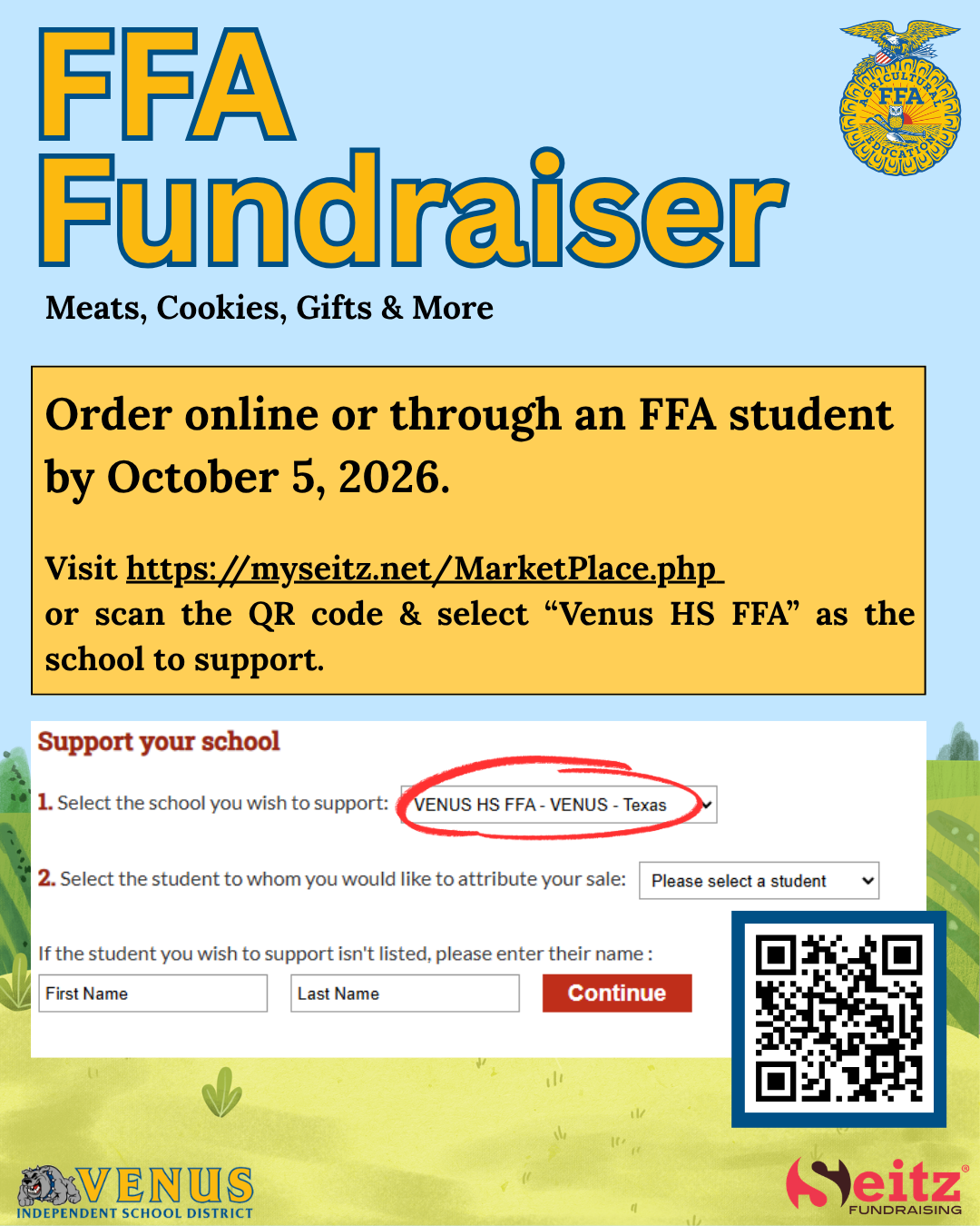 FFA fundraiser flyer with order information